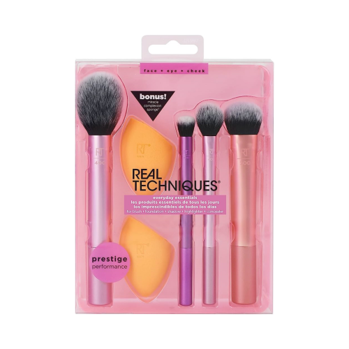 Set Cọ + 2 Bông Mút Trang Điểm Real Techniques Everyday Essentials (6pcs)